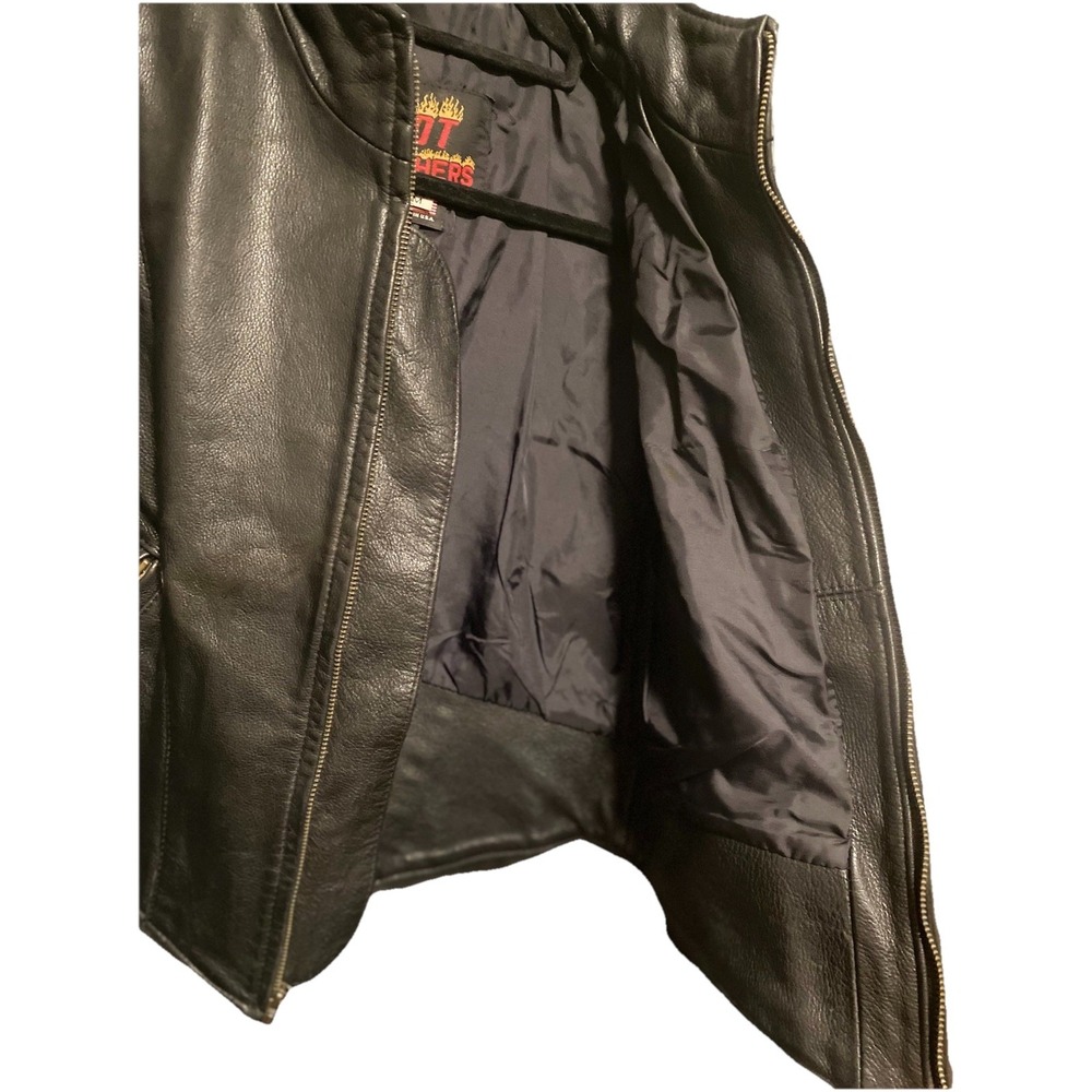 Hot Leathers Women's Vtg Black Leather Motorcycle Sport Zipper Jacket Sz M USA - Picture 5 of 16